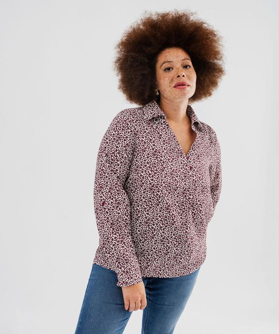 Chemise manches longues imprimée en maille gaufrée femme grande taille vue2 - GEMO (G TAILLE) - GEMO