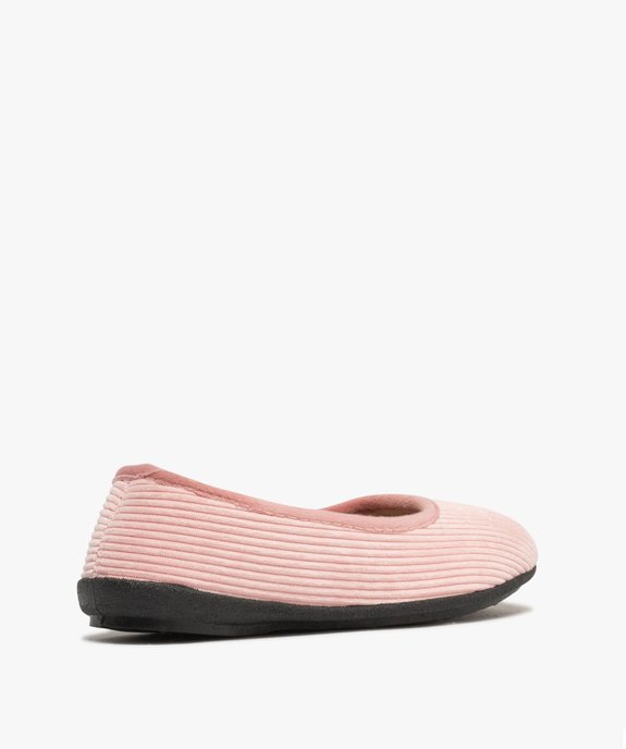Chaussons ballerines en velours côtelé femme vue4 - G'FLEX - GEMO