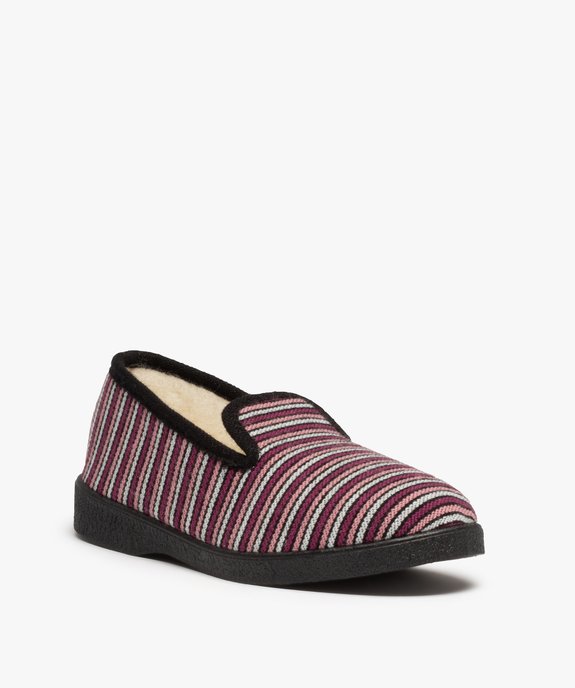 Chaussons femme charentaises motif rayé vue2 - GEMO 4G FEMME - GEMO