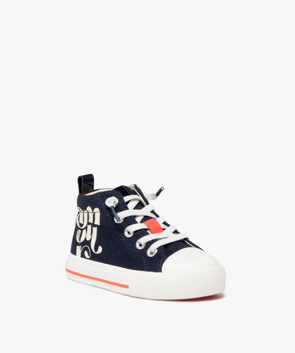 Baskets fille en toile unie style denim avec détails contrastés vue4 - GEMO 4G FILLE - GEMO