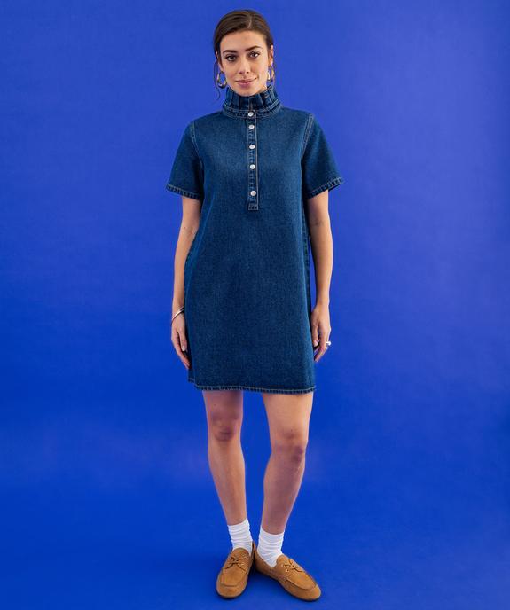 Robe en jean courte à col victorien femme vue4 - GEMO 4G FEMME - GEMO