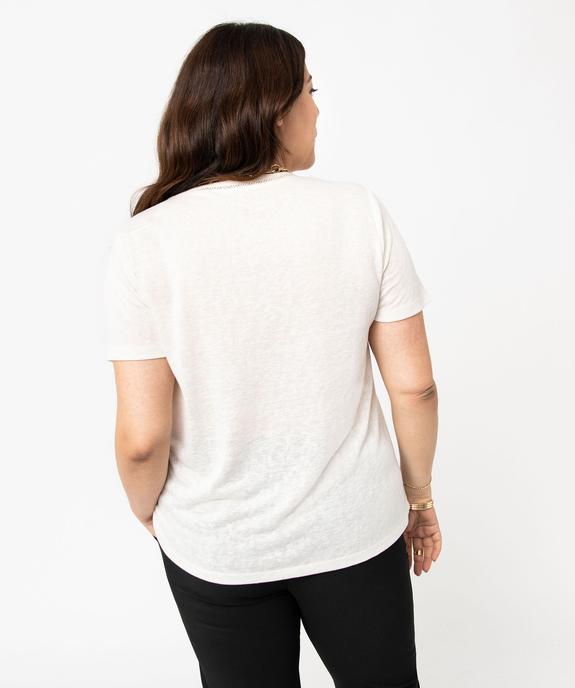 Tee-shirt manches courtes pailleté à col V femme grande taille vue3 - GEMO (G TAILLE) - GEMO
