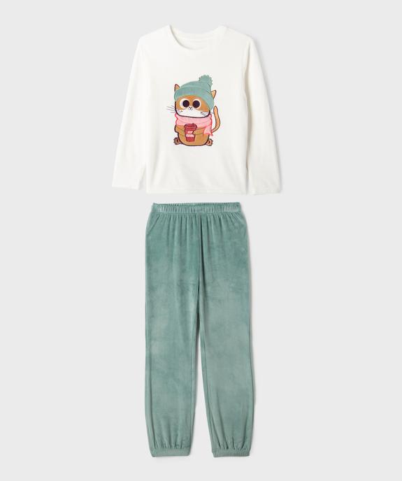 Pyjama en velours bicolore à motif chat fille vue1 - GEMO (ENFANT) - GEMO