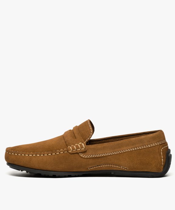 Mocassins homme dessus et intérieur cuir avec surpiqûres vue3 - GEMO (HOMME) - GEMO