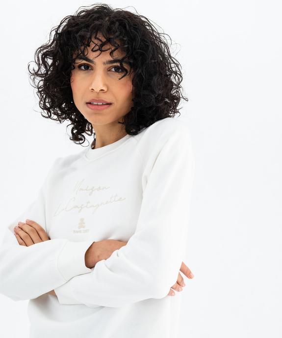 Sweat molletonné avec inscription brodée femme - LuluCastagnette vue3 - LULUCASTAGNETTE - GEMO