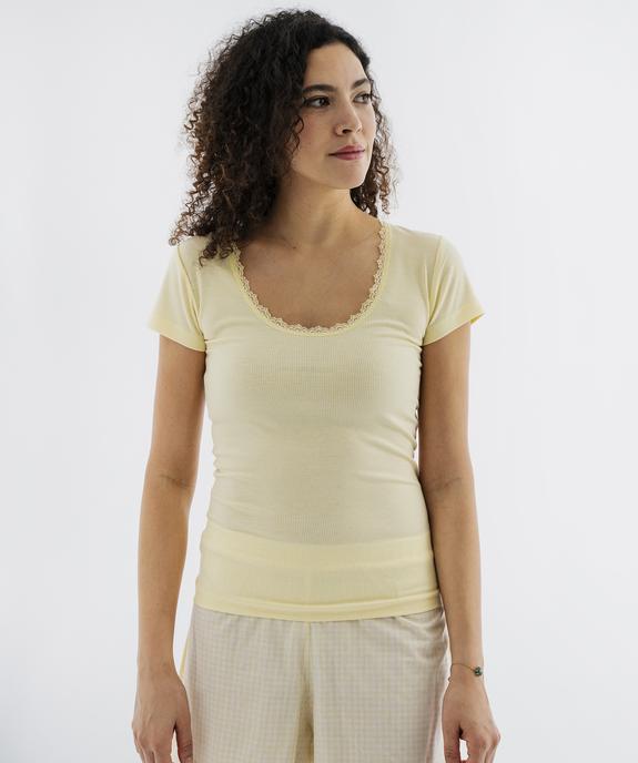 Haut de pyjama en maille côtelée femme vue4 - GEMO 4G FEMME - GEMO