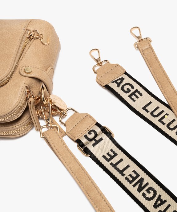 Sac en matière grainée avec deux bandoulières amovibles femme - LuluCastagnette vue5 - LULU CASTAGNETT - GEMO