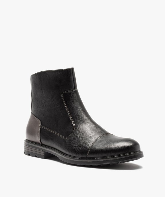 Boots fourrées homme unies à fermeture zippée vue2 - GEMO (CASUAL) - GEMO