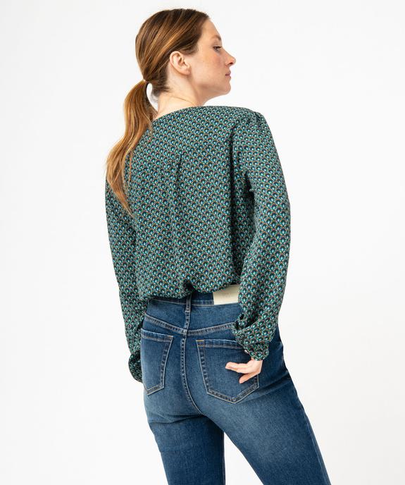 Blouse à motifs avec col V boutonné femme vue3 - GEMO 4G FEMME - GEMO