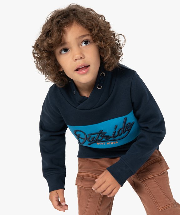 Sweat garçon avec inscription brodée en relief et col châle vue1 - GEMO (ENFANT) - GEMO