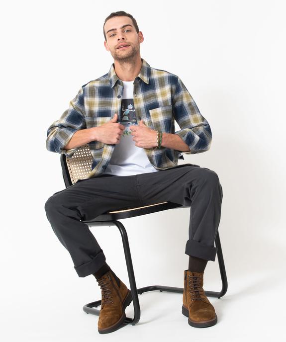 Surchemise à carreaux coupe droite homme vue1 - GEMO (HOMME) - GEMO