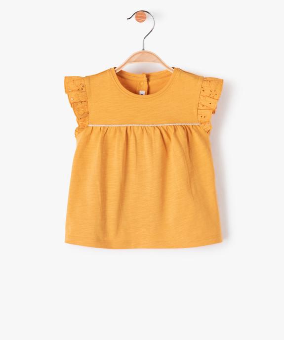 Tee-shirt bébé fille sans manches avec dentelle et liseré pailleté vue1 - GEMO 4G BEBE - GEMO