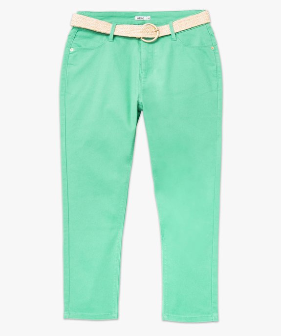 Pantacourt femme en toile denim avec ceinture tressée vue4 - GEMO 4G FEMME - GEMO
