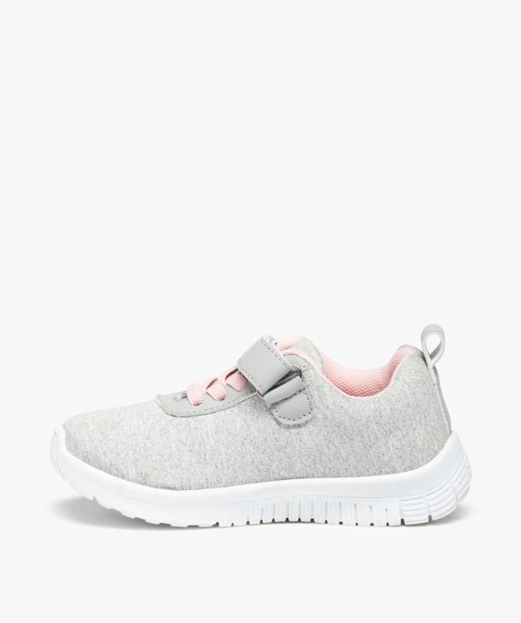 Baskets fille dessus jersey à lacets élastiques et scratch vue3 - GEMO (ENFANT) - GEMO