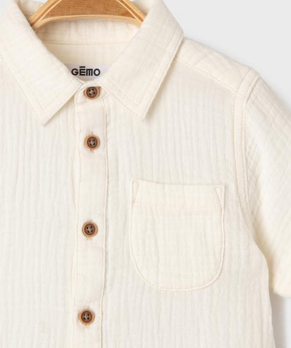 Chemise en gaze de coton à manches courtes bébé garçon vue2 - GEMO(BEBE DEBT) - GEMO