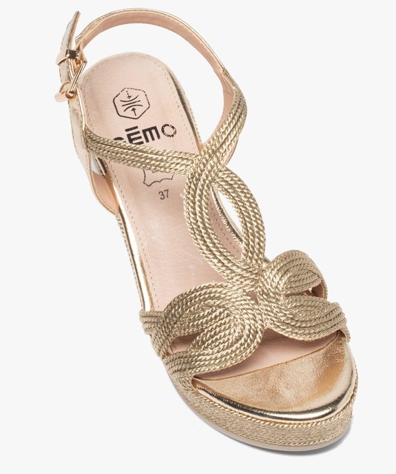 Sandales femme à talon compensé et brides en cordelette vue5 - GEMO(URBAIN) - GEMO