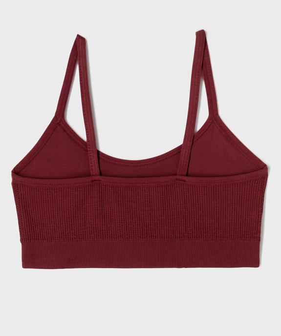 Brassière à fines bretelles en maille côtelée fille vue3 - GEMO 4G FILLE - GEMO