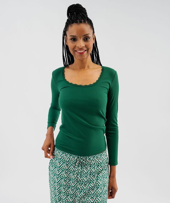 Tee-shirt manches longues avec col rond en dentelle femme vue1 - GEMO(HOMWR FEM) - GEMO