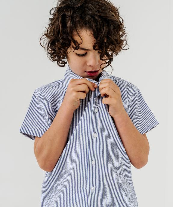 Chemise manches courtes en seersucker rayé garçon vue1 - GEMO (ENFANT) - GEMO