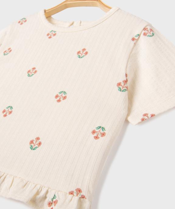 Tee-shirt manches courtes avec volant dans le bas bébé fille vue3 - GEMO(BEBE DEBT) - GEMO