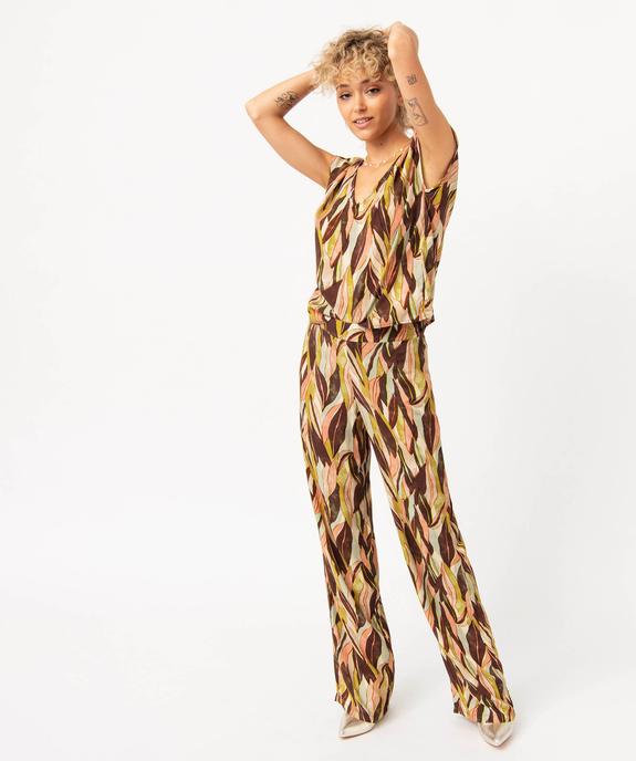 Pantalon fluide à motif feuillage femme vue5 - GEMO(FEMME PAP) - GEMO