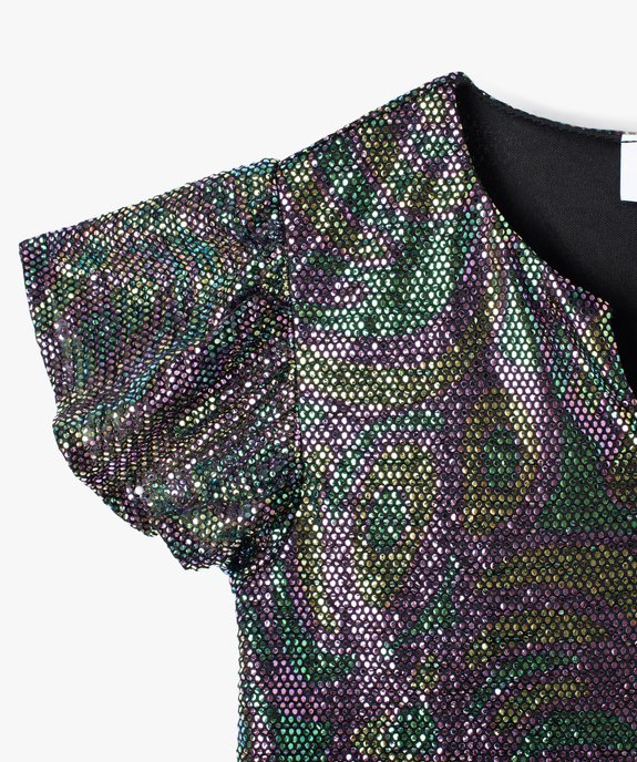 Robe fille à manches courtes avec paillettes multicolores vue2 - GEMO (ENFANT) - GEMO