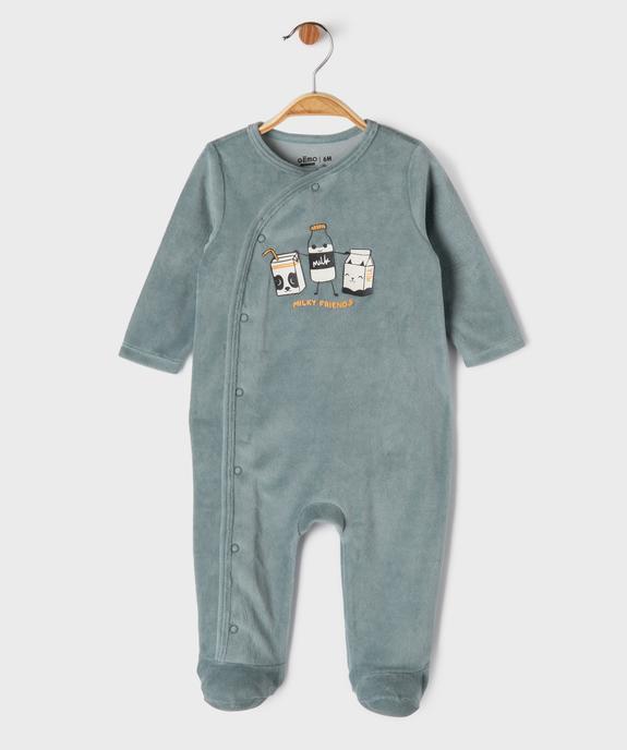 Pyjama en velours à ouverture devant imprimé bébé vue1 - GEMO 4G BEBE - GEMO