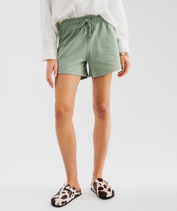 Short ample en maille French Terry à ceinture élastique femme vue1 - GEMO 4G FEMME - GEMO