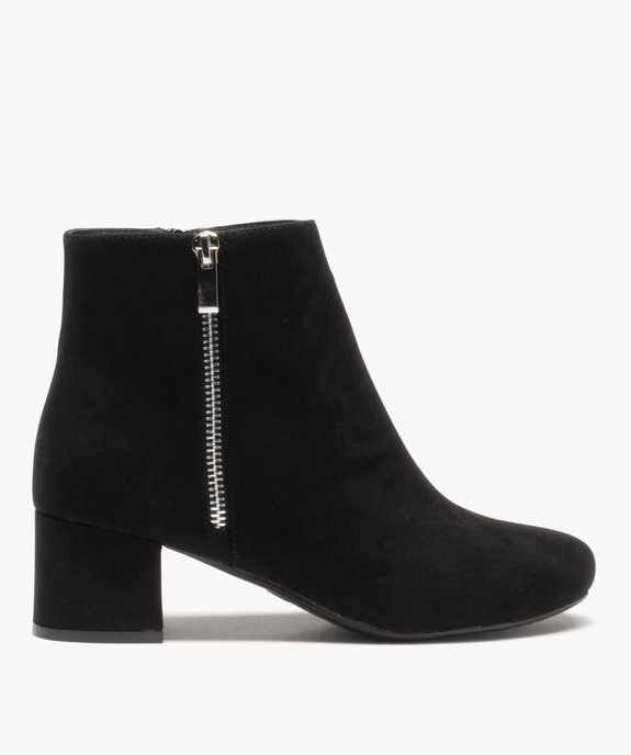 Boots femme à talon carré en suédine unie et zip décoratif vue1 - VALENTINA BALDA - GEMO