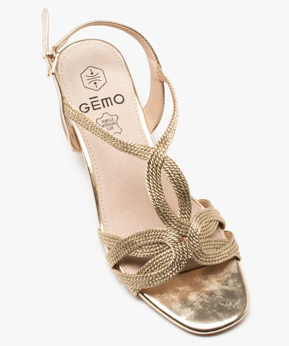 Sandales femme à talon et brides métallisées en cordelette vue5 - GEMO(URBAIN) - GEMO