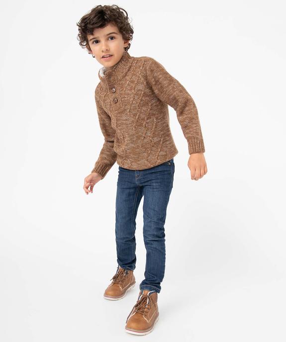 Pull en grosse maille torsadée avec col montant garçon vue5 - GEMO (ENFANT) - GEMO