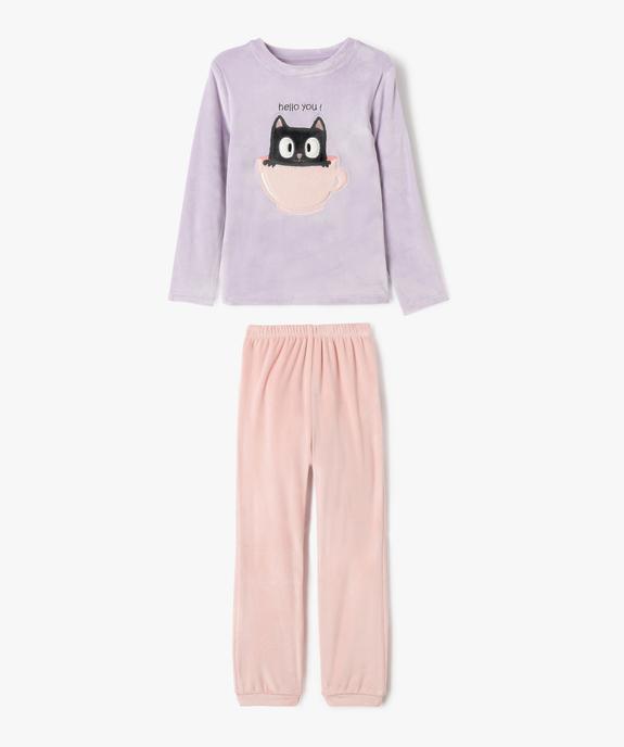 Pyjama en velours motif chat fille vue1 - GEMO (ENFANT) - GEMO