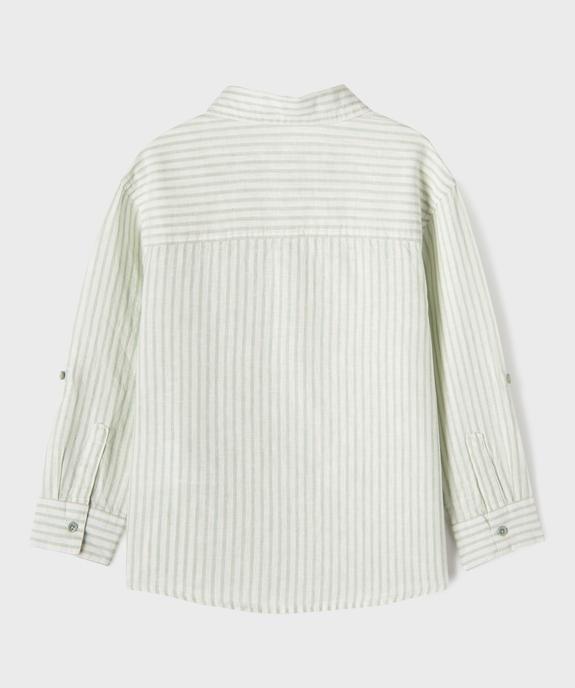 Chemise manches longues en mélange coton-lin rayé garçon vue5 - GEMO (ENFANT) - GEMO