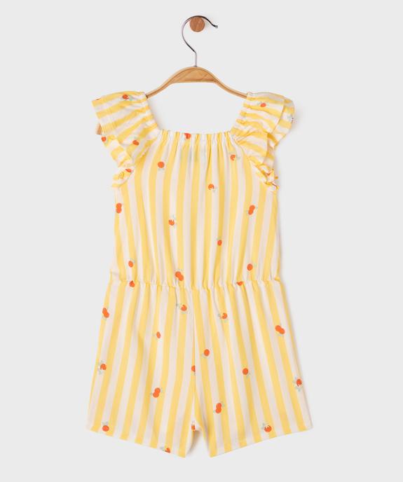 Combishort en viscose rayée et imprimé bébé fille vue3 - GEMO 4G BEBE - GEMO