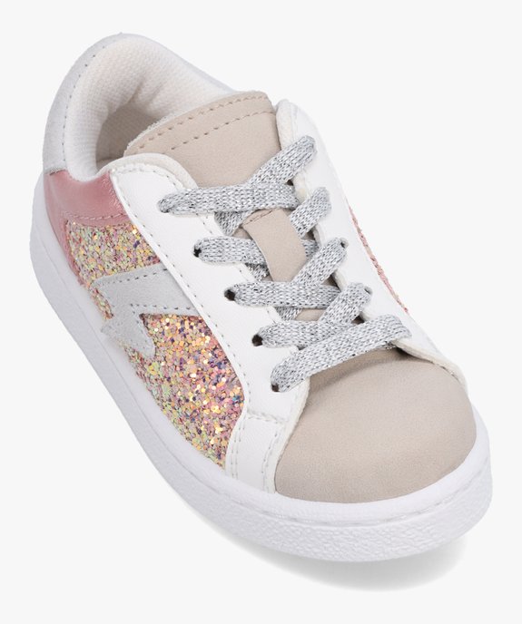 Baskets fille dessus pailleté et lacets brillants vue5 - GEMO (ENFANT) - GEMO