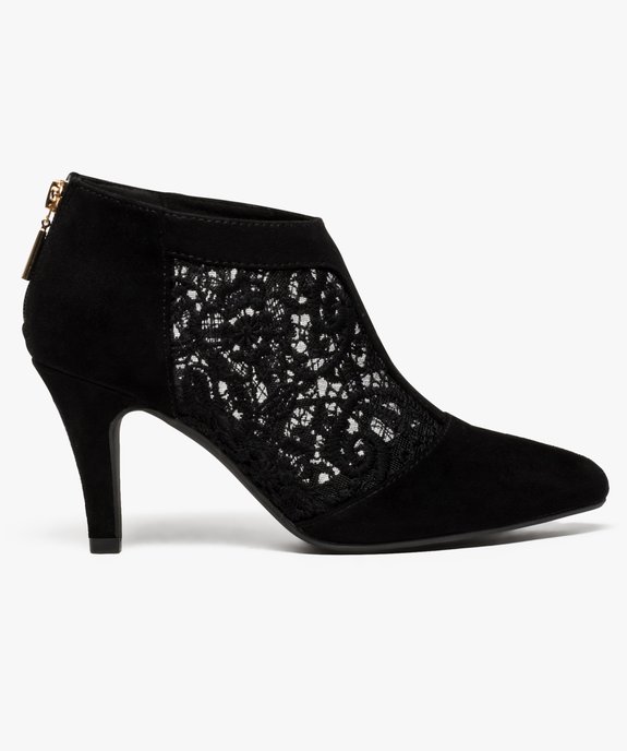 Low boots à talons avec empiècement dentelle vue1 - GEMO(URBAIN) - GEMO