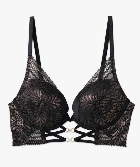 Soutien-gorge push-up en satin et dentelle vue4 - GEMO(HOMWR FEM) - GEMO