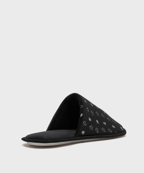 Chaussons mules en velours à motif cœurs brillants femme vue4 - GEMO(HOMWR FEM) - GEMO