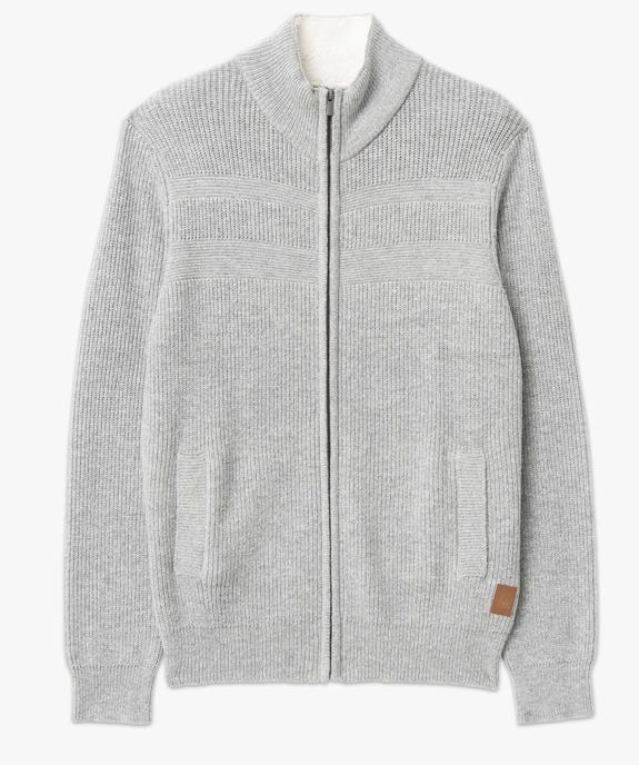 Gilet homme zippé avec col montant doublé vue4 - GEMO (HOMME) - GEMO