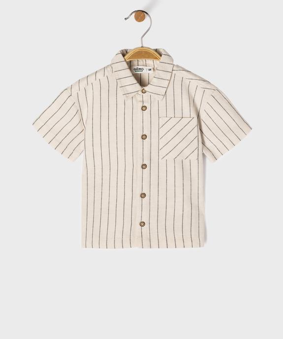 Chemise rayée à manches courtes contenant du lin garçon vue1 - GEMO(BEBE DEBT) - GEMO