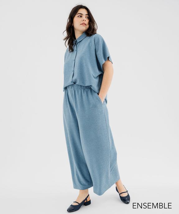 Ensemble chemise et pantalon pailleté bleu pour femme grande taille - GEMO