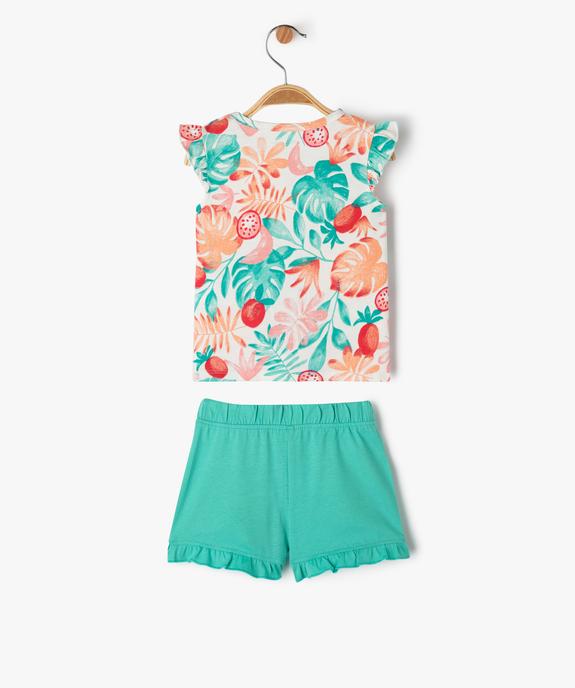 Pyjashort à volant imprimé tropical bébé fille vue3 - GEMO 4G BEBE - GEMO