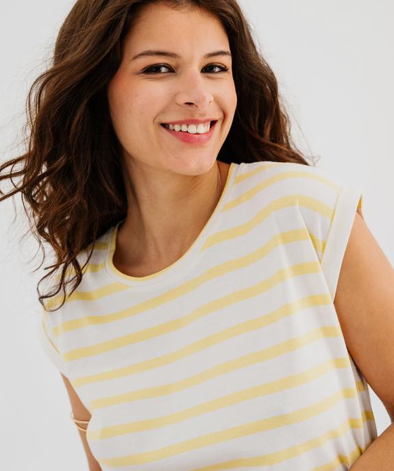 Tee-shirt rayé à manches ultra courtes femme vue2 - GEMO 4G FEMME - GEMO