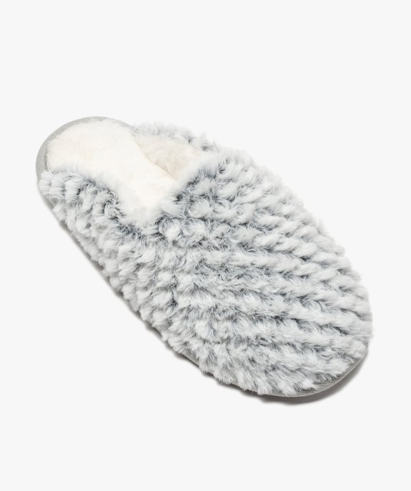 Chaussons femme mules plates en textile peluche vue5 - GEMO(HOMWR FEM) - GEMO