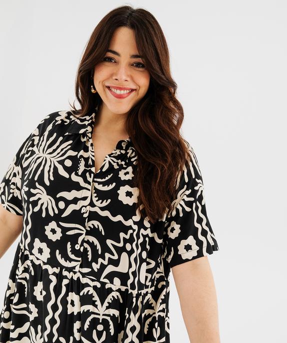 Robe longue imprimée avec col chemise femme grande taille vue2 - GEMO 4G GT - GEMO
