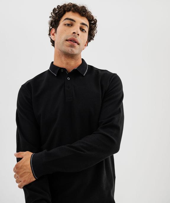 Polo à manches longues en maille fantaisie homme vue2 - GEMO 4G HOMME - GEMO