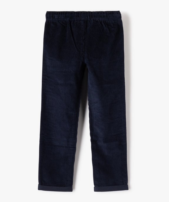Pantalon garçon en velours côtelé à taille élastiquée vue3 - GEMO (ENFANT) - GEMO