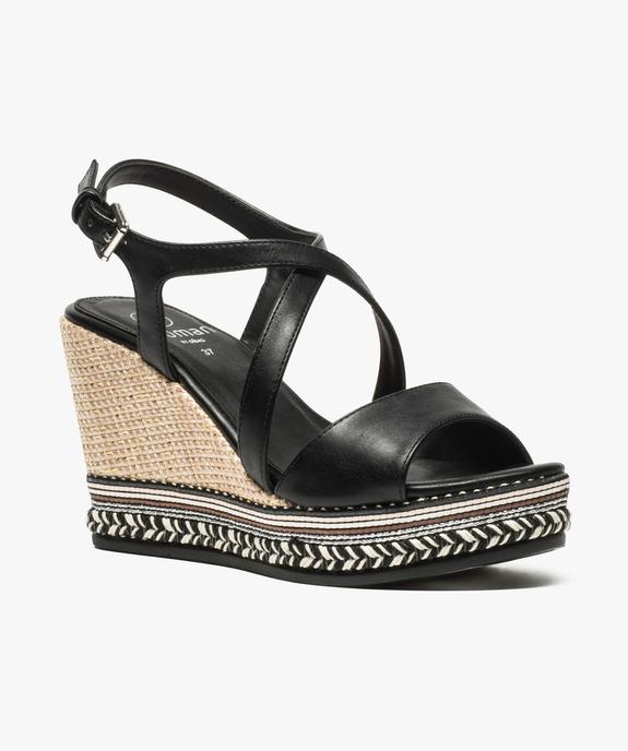 Nu-pieds à talon compensé en raphia et paillettes vue2 - GEMO(URBAIN) - GEMO