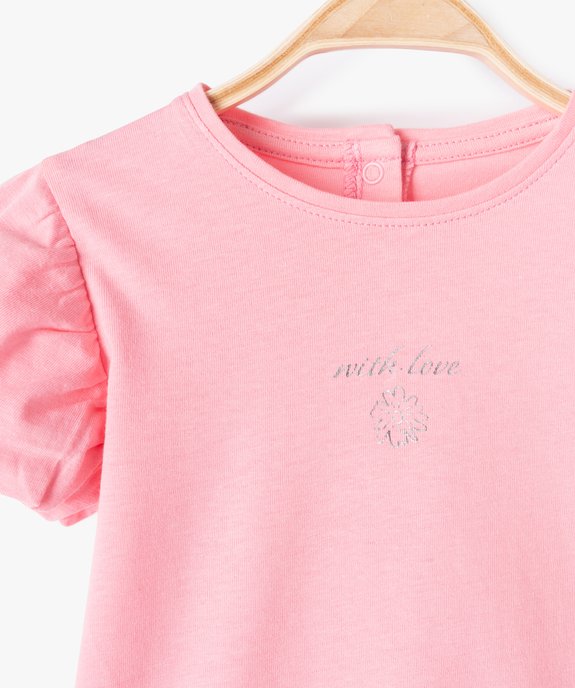 Tee-shirt bébé fille avec manches fantaisie vue2 - GEMO(BEBE DEBT) - GEMO