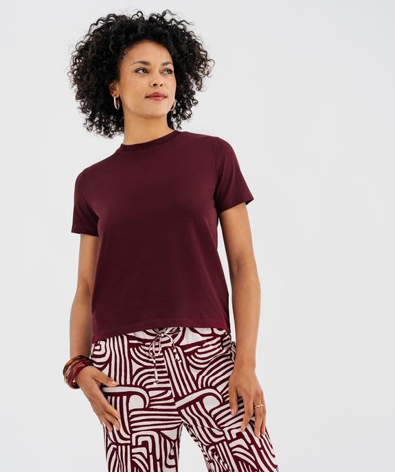 Tee-shirt manches courtes et col rond en coton résistant femme vue2 - GEMO(FEMME PAP) - GEMO